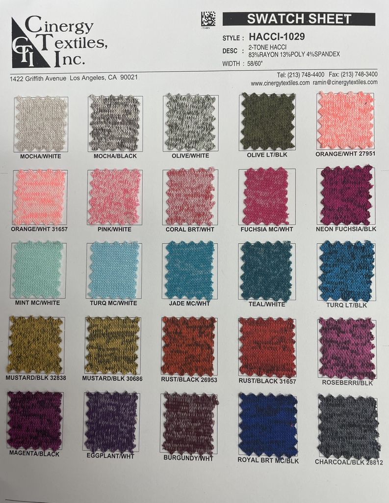 HACCI-1029 / 2-Tone Sweater Knit 83%Rayon 13%Poly 4%Spandex