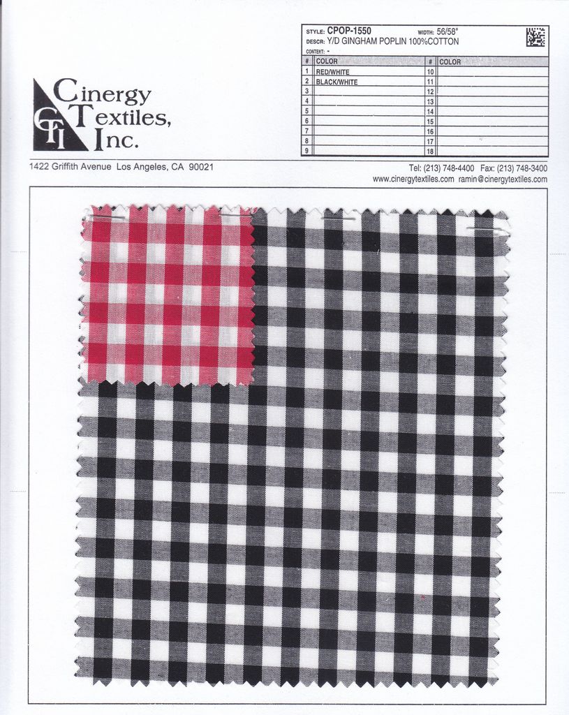 CPOP-1550 / Y/D Gingham Poplin 100%Cotton