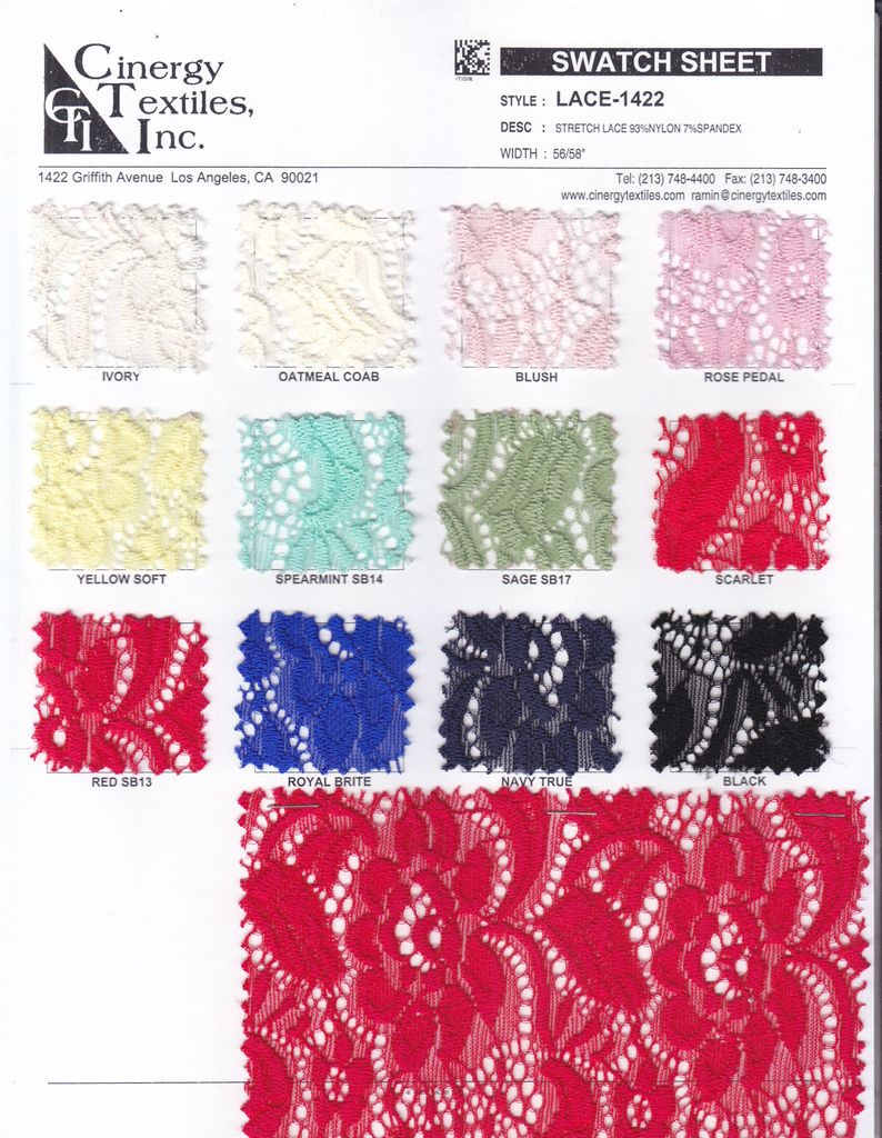 LACE-1422 / Stretch Lace 93%Nylon 7%Spandex