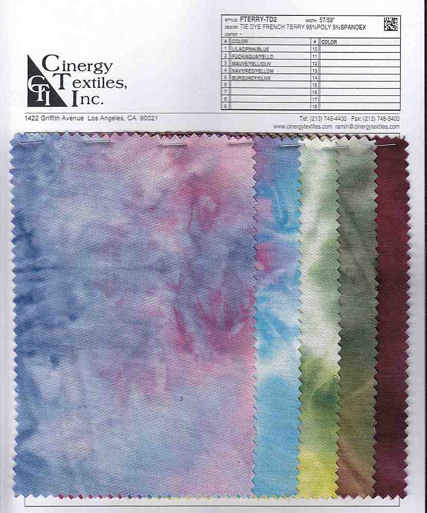FTERRY-TD2 / Tie Dye French Terry 95%Poly 5%Spandex