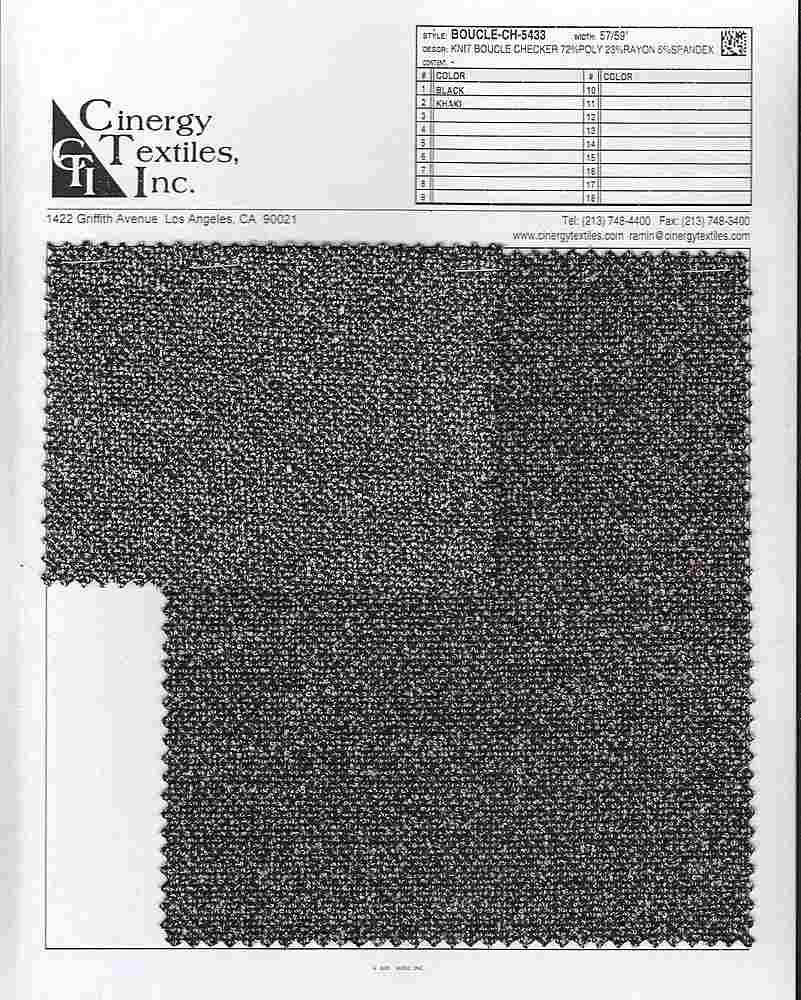 BOUCLE-CH-5433 / Knit Boucle Checker 72%Poly 23%Rayon 5%Spandex