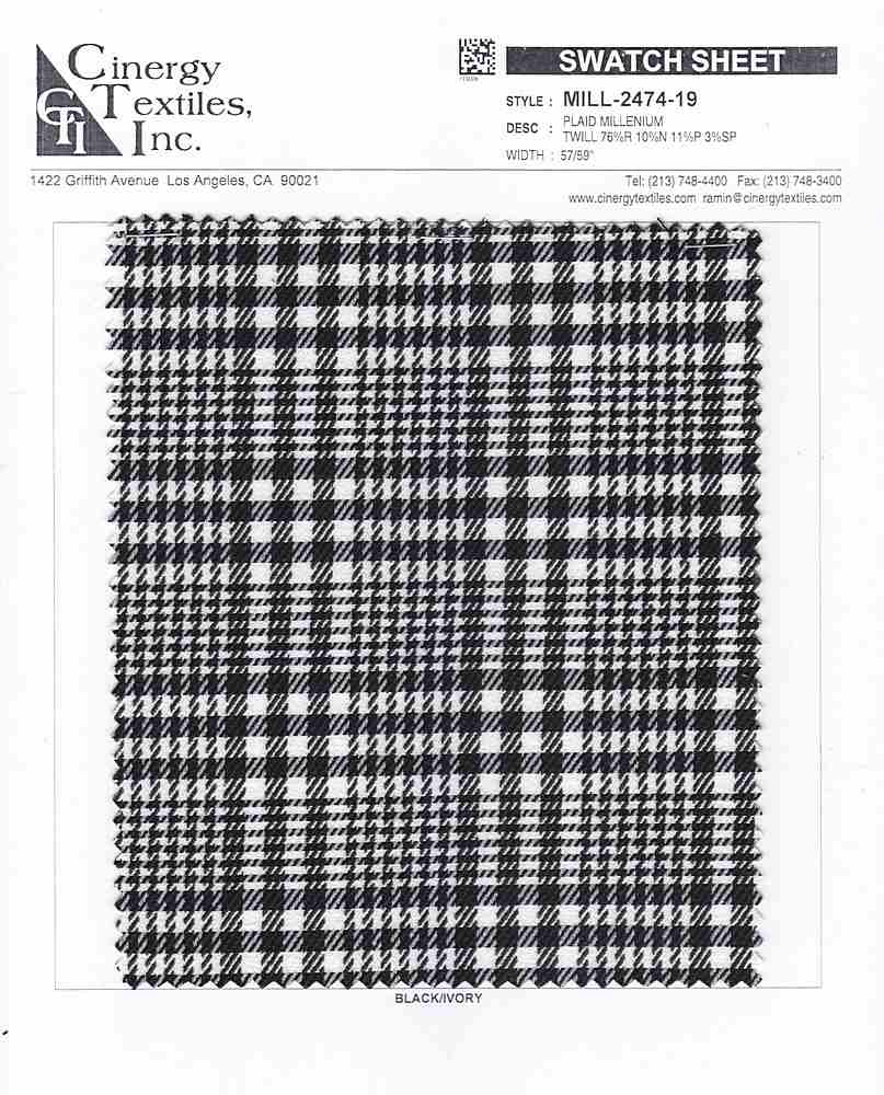 MILL-2474-19 / Plaid Millenium Twill 76%R 10%N 11%P 3%SP