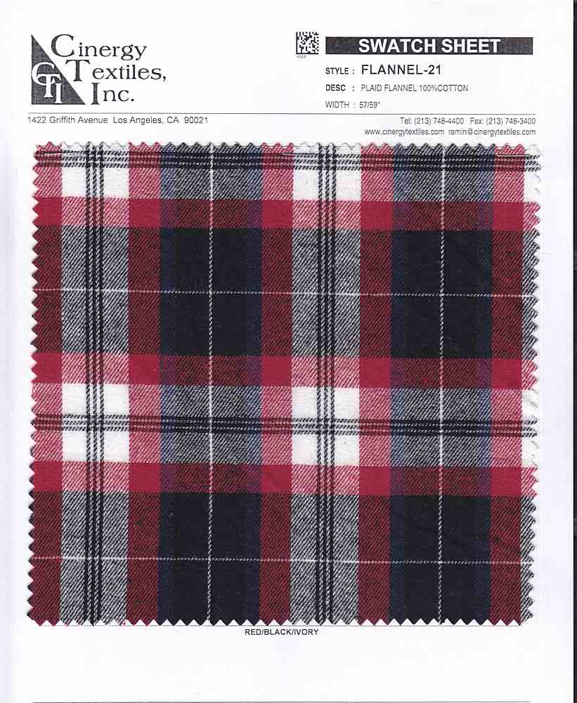FLANNEL-21 / Plaid Flannel 100%Cotton
