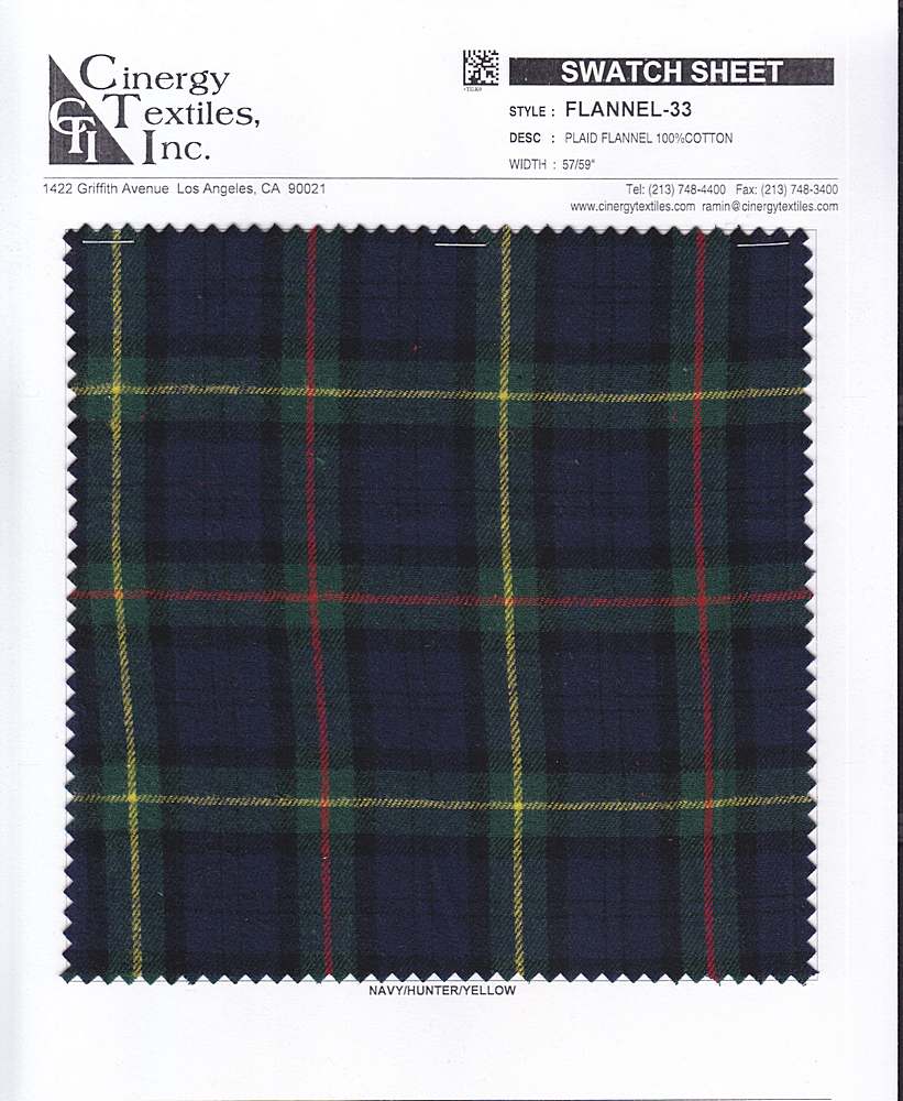 FLANNEL-33 / Plaid Flannel 100%Cotton