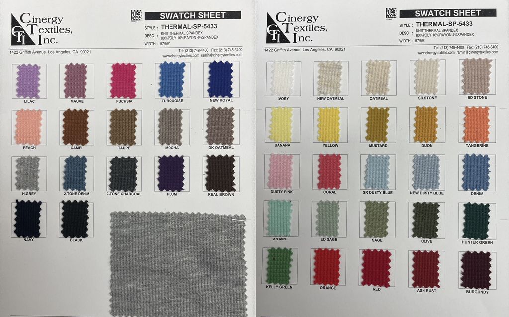 THERMAL-SP-5433 / Knit Thermal Spandex 80%Poly 16%Rayon 4%Spandex